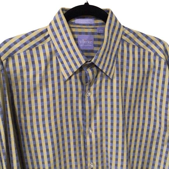 Men’s Shirt, VLuxe Mens Shirt, size L, 34/35 sleeves, yellow and blue stripe - Picture 1 of 5